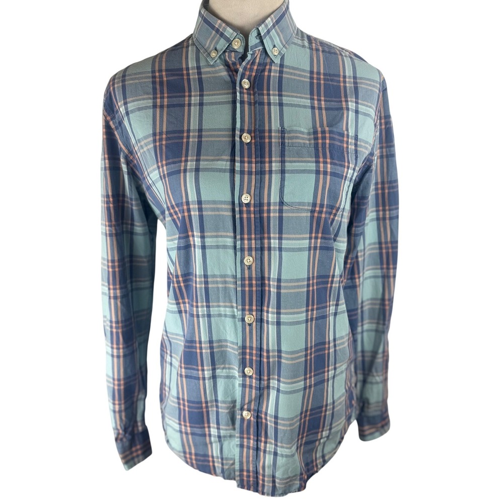 Womens Frank & Oak Plaid Button Down Shirt Lightweight Breathable Cotton Size S